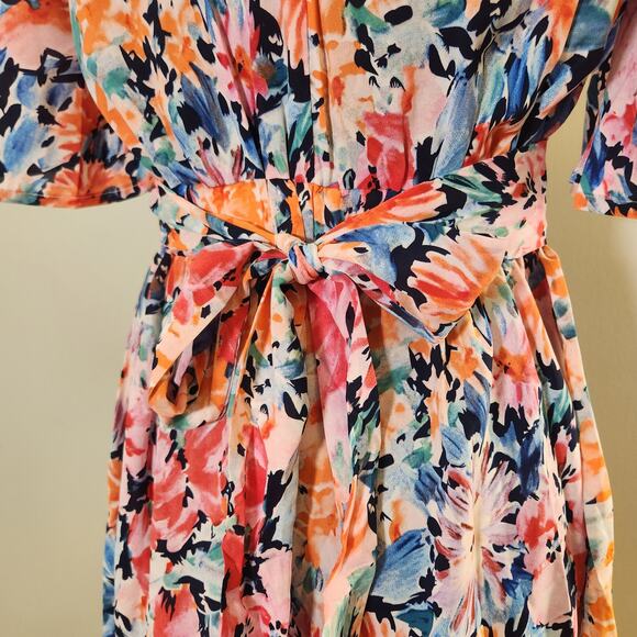UMGEE Floral Romper with Tie Waist, Size Small - Picture 11 of 13